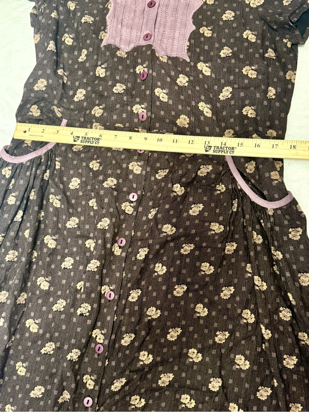 VTG 90s Hopeless Romantic Brown Floral Prairie Midi Dress M Pockets Button Front - Picture 11 of 16